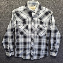 Wrangler Western Pearl Snap Shirt Men&#39;s Sz S Grey Black Plaid - £12.94 GBP