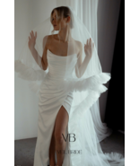 Wedding veil  with ruffle edge in soft tulle with comb for hair - $60.32 CAD+