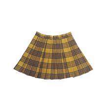 YELLOW Pleated Plaid Skirt Plus Size Women Gilr Knee Length Plaid Skirt Outfit image 4