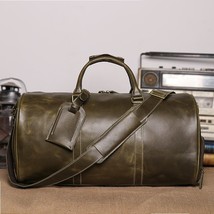 Vintage First Layer Leather Travel Bag for Men&#39;s Large Capacity Weekend Handbag  - £371.01 GBP