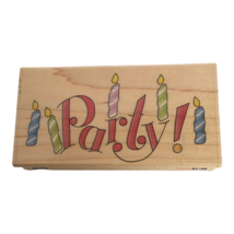 Stampabilities Rubber Stamp Party with Candles Birthday Card Making Invi... - $3.99