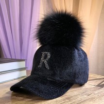 Hats For Women Autumn And Winter Seahorse Hair Warm Caps Rhinestone Letter Hairb - $13.50