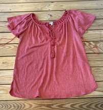Max studio NWT $68 Women’s Tie Front short Sleeve Top Size L Red AN  - £21.06 GBP