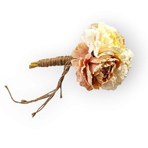 Peony Bouquet Pink Cream White Small 10 Inch Twine Wrapped Fabric Artifi... - $19.78