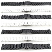 CERAMIC Watch Strap Bracelet Band BLACK WHITE 12mm-22mm Hidden Deploymen... - $41.79