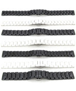 CERAMIC Watch Strap Bracelet Band BLACK WHITE 12mm-22mm Hidden Deploymen... - £32.91 GBP