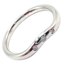 Authentic! Tiffany &amp; Co. Platinum Peretti Diamond Wave Curved 2mm Band R... - $1,250.00