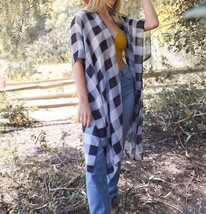 Leto Lightweight Buffalo Check Kimono Size One Size - $574.51 MXN