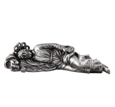 NEW Sleeping St. Joseph Statue Figure 8&quot;W Silver Paint Resin Indoor Fath... - $24.99