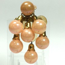 Pin Brooch Vintage Dangle Peach Colored Glass Balls 3.3&quot; - £28.31 GBP