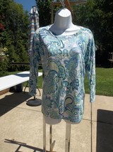 Nwot Talbots Blue Paisly Print Sweater M - £19.97 GBP