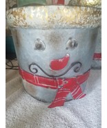 Metal Snowman Bucket Large 9 inches tall rare rare Vintage looking - £46.61 GBP