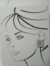 Vintage Fashion Clip Earrings Faux Pink Kunzite In A Double Rhinestone Frame - £19.18 GBP