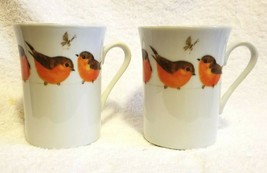Two Otagiri Coffee Cups Mugs Birds On Wire Vintage Japan Gibson Greeting Co - £15.92 GBP