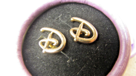 Disney, Gold Tone, Disney&#39;s Signature Font &#39;D&#39; Stud Earings - $17.88