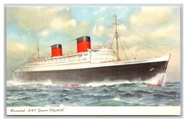 Cunard White Star Superliner Navicella Regina Elisabetta Unp Cartolina R30 - £3.84 GBP