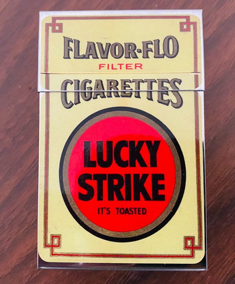 Lucky Strike Themed Metallic Silver Flip Top 100'S Cigarette Case UNBRANDED - $12.82