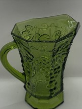 Vintage 70&#39;s Anchor Hocking Pitcher, Avocado Green, Grapes on Vine, 6.5”T. - £8.70 GBP