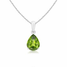 Authenticity Guarantee 
Pear-Shaped Peridot Solitaire Pendant in 14K White Gold - £422.83 GBP