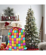 Colorful Square Blocks Christmas Bag Sack Santa Claus Bags 21&quot;x32&quot; (2 Si... - £20.60 GBP