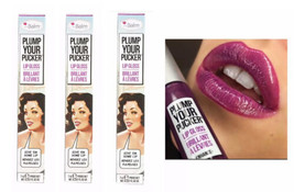 3 Pack~ theBalm Plump Your Pucker ENHANCE Lip Gloss Fuchsia Magenta Colo... - £11.74 GBP