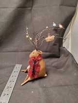 Clothtique Style Stuffed Reindeer w/birds, Kitschy Christmas Decoration - $11.31
