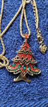 New Betsey Johnson Necklace Christmas Tree Multicolor Rhinestone Collectible - £11.98 GBP