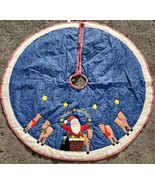Vintage Large Christmas Tree Skirt Hand Quilted Santa Chimney Reindeer 5... - $72.00 CAD