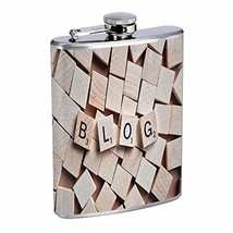 Blog Letters Hip Flask Stainless Steel 8 Oz Silver Drinking Whiskey Spirits Em1 - £7.92 GBP