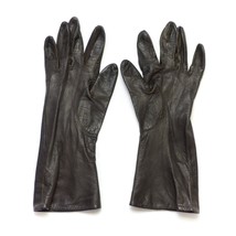 Vintage Morgan&#39;s Dark Brown Soft Leather 100% Silk Lined Women Gloves Fr... - £17.00 GBP