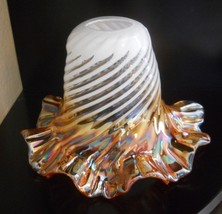 Mouth Blown Iridescent Swirl Art Glass Shade FREE ship after 1st glass - £15.13 GBP
