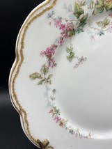 Haviland &amp; Co. 8&quot; Plate x2, white porcelain with ivy and pink flowers ANT France - £43.63 GBP