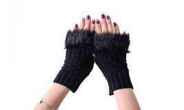Gloves Faux Fur Ladies Winter Warm Soft Vegan Women Mittens Touchscreen Black UK - £3.99 GBP