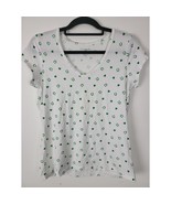 Tahari Essentials T Shirt Large Womens White Shamrock Horseshoe V Neck P... - £14.64 GBP