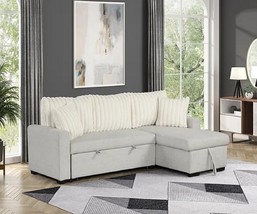 Ilkeston Beige Convertible Sectional Sofa Bed with Storage - $986.00