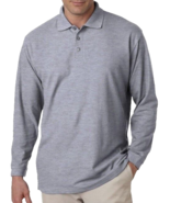 Ultra Club Mens 3XL Long Sleeve Polo Shirt Size XXXL Gray Grey Pique Cas... - $16.07