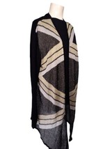 Chicos Metallic Geometric Open Cardigan Sweater Sz 3/XL Cascade Black Go... - $28.49