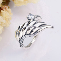 2019 Winter Release 925 Sterling Silver Sparkling Angel Wing Ring With Clear CZ - £15.55 GBP