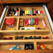 Bamboo Junk Drawer Organizer and 6 Storage Box Dividers Set,8 Compartment Organi - £48.75 GBP