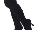 Mujer Negro Cuero Imitacion Muslo Alto Over The Knee Sock Botas Talla 6 ... - £18.87 GBP