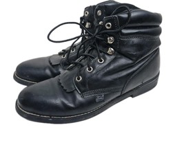 JUSTIN Basics Womens Boots Size 8B Black  Leather Lace Up Roper JBL400 - $387.19 MXN