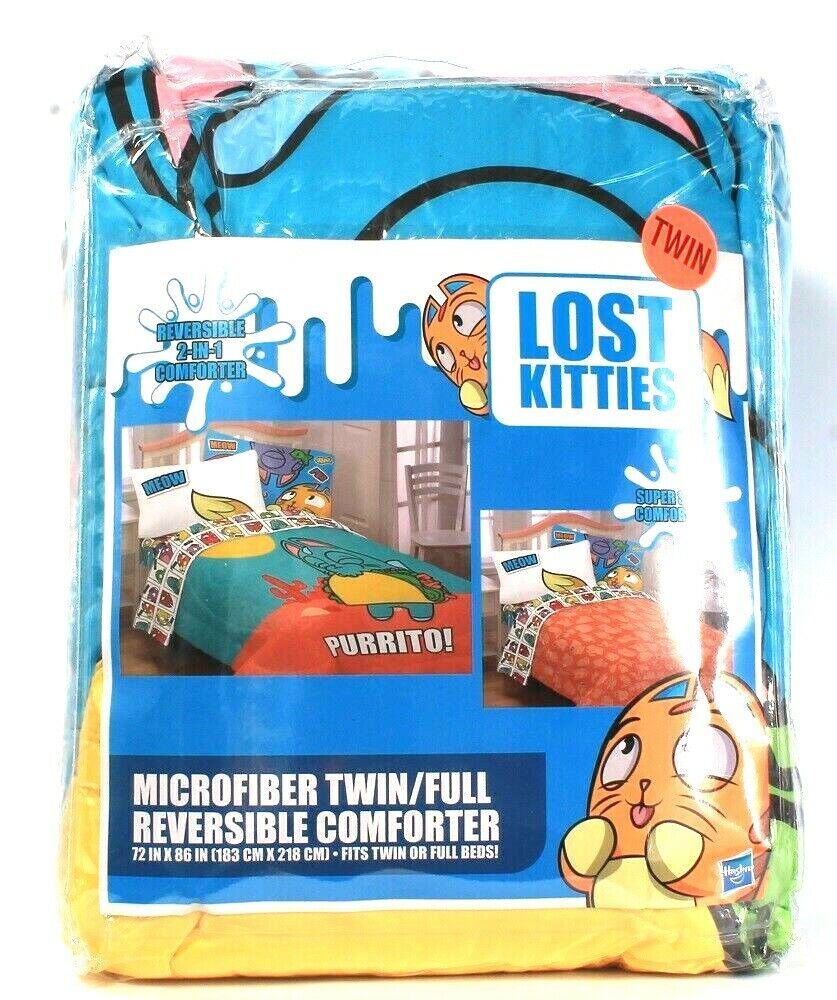 Franco Manufacturing Lost Kitties Cattitude Reversible 2in1 Twin Full Comforter - £50.21 GBP