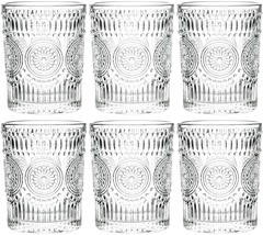 Drinking Glasses Set 6 Barware Vintage Tumblers Whiskey Old Fashioned Water Beer - £29.77 GBP
