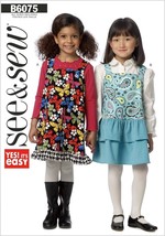 Butterick See and Sew Sewing Pattern 6075 Jumper Dress Girls Size 2-8 - $8.96