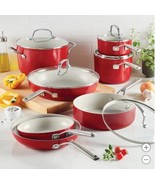 KitchenAid Cookware Set Red 12-Piece Non-Stick Ceramic Oven Safe Hard An... - $374.58 CAD