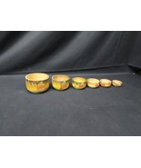 Set of 6 Old Nesting Bowls Wooden Turned Hand Carved Painted Folk Art - $695.45 MXN