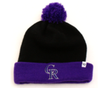 &#39;47  Brand Black &amp; Purple Colorado Rockies Knit Cuff Pom Beanie Men&#39;s On... - £31.74 GBP