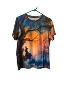 Magical Witch Silhouette T-Shirt Halloween Sunset Galaxy Print Mystical ... - $23.00 CAD