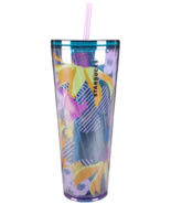 Starbucks Spring 2020 Purple Floral Flowers Clear Acrylic Cup Tumbler Ha... - $27.69