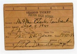 Fulton High School Season Ticket 1947 Basketball Games Charles Fairbanks  - £14.08 GBP